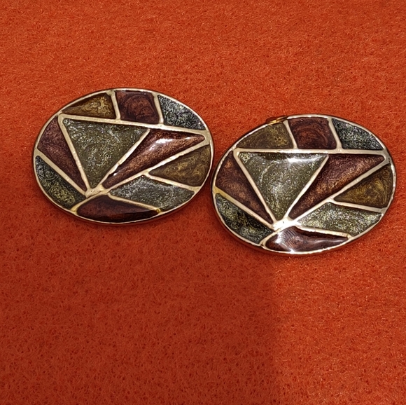 Vintage signed Musi enameled shoe clips - Picture 7 of 8